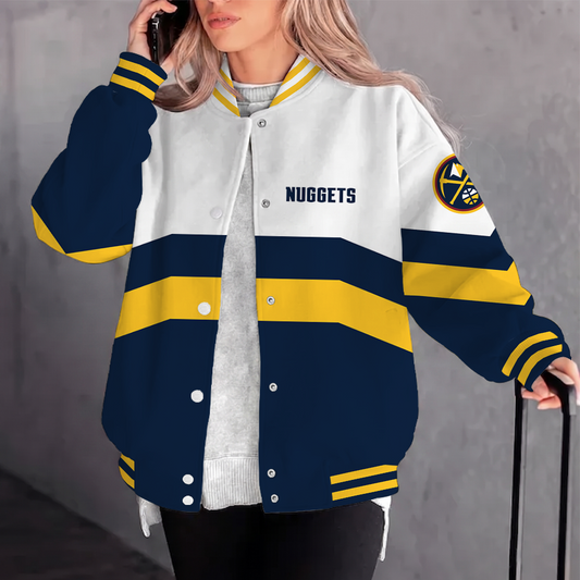 [HOT DEAL] NEW CUSTOMIZED NBA08 DNU DENVER NUGGETS BASEBALL JACKET, SATIN VARSITY JACKET