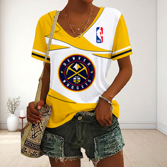 [HOT DEAL] NEW CUSTOMIZED NBA08 DNU DENVER NUGGETS V-NECK FEMALE SHIRT