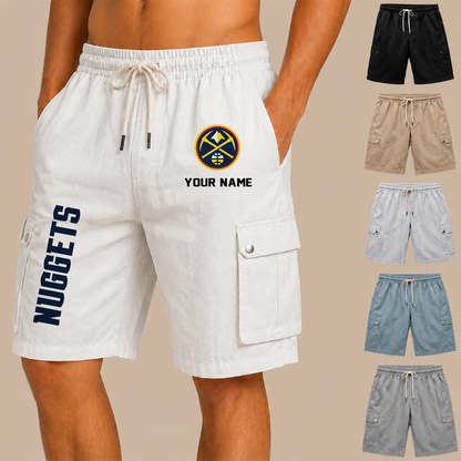 [HOT DEAL] NEW CUSTOMIZED NBA08 DNU DENVER NUGGETS MEN'S DRAWSTRING CARGO SHORTS