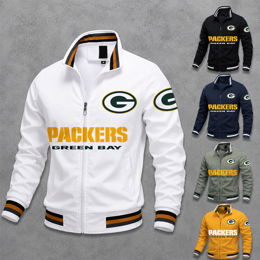 [SPECIAL OFFER] NEW CUSTOMIZED NFL08 GBP GREEN BAY PACKERS MULTICOLOR MEN'S CASUAL JACKET