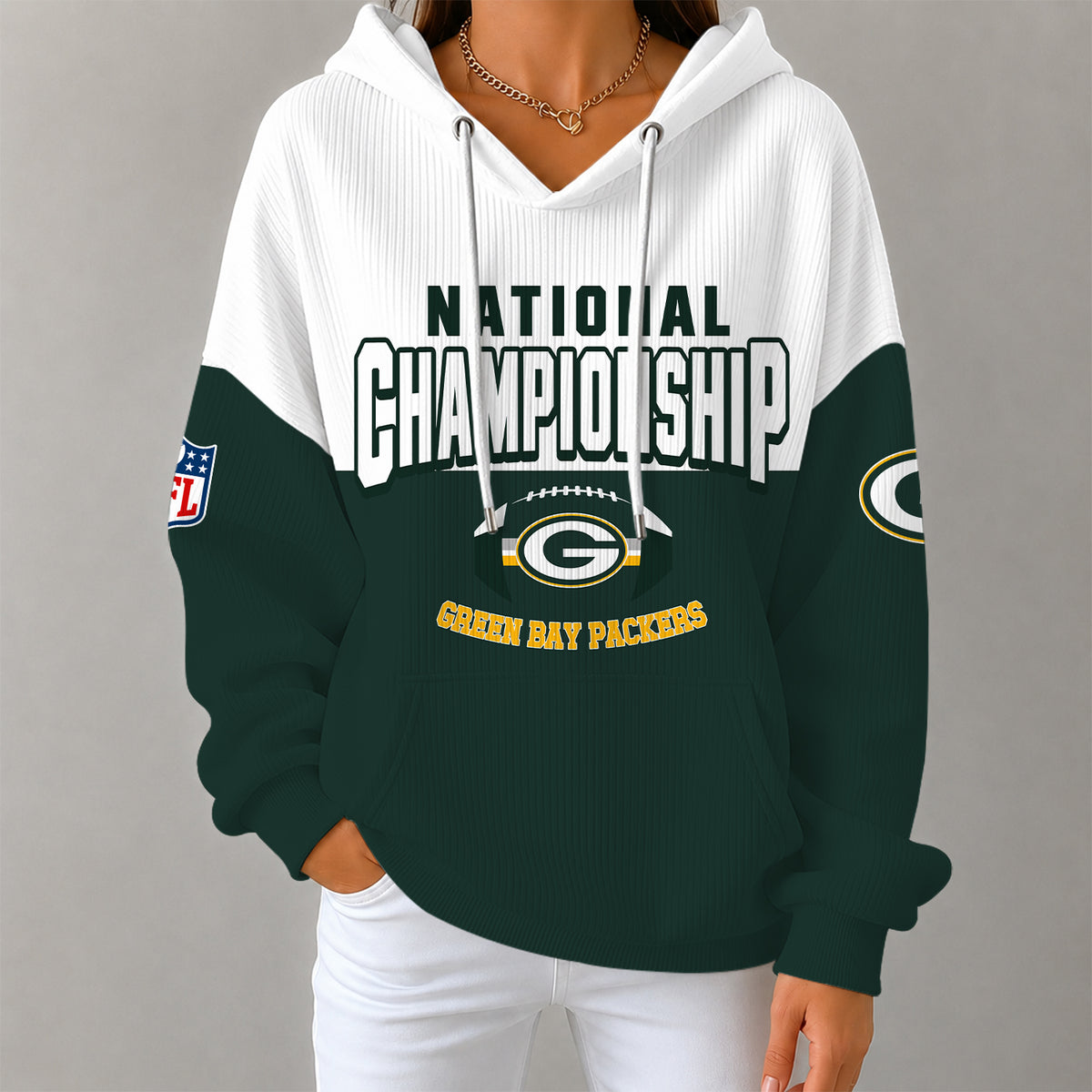 [SPECIAL OFFER] NEW CUSTOMIZED NFL08 GBP GREEN BAY PACKERS RIBBED HOODIE & SWEATSHIRT