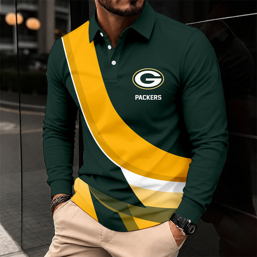 [SPECIAL OFFER] NEW CUSTOMIZED NFL08 GBP GREEN BAY PACKERS LONG SLEEVE POLO SHIRT