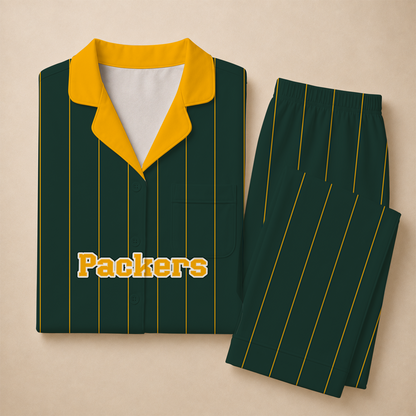 [SPECIAL OFFER] NEW CUSTOMIZED NFL08 GBP GREEN BAY PACKERS SHORT SLEEVE & LONG PANTS PAJAMAS SET