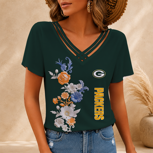 [SPECIAL OFFER] NEW CUSTOMIZED NFL08 GBP GREEN BAY PACKERS V-NECK SHIRT