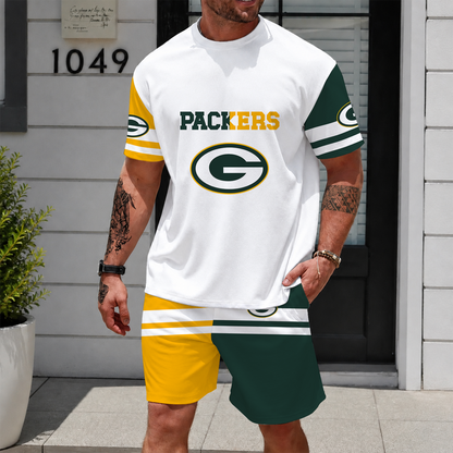 [SPECIAL OFFER] NEWCUSTOMIZED NFL08 GBP GREEN BAY PACKERS UNISEX T-SHIRT & SHORTS SET