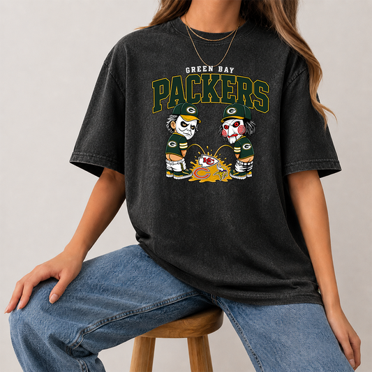 [SPECIAL OFFER] NEW CUSTOMIZED NFL08 GBP GREEN BAY PACKERS FUNNY MULTICOLOR WASHED TEE