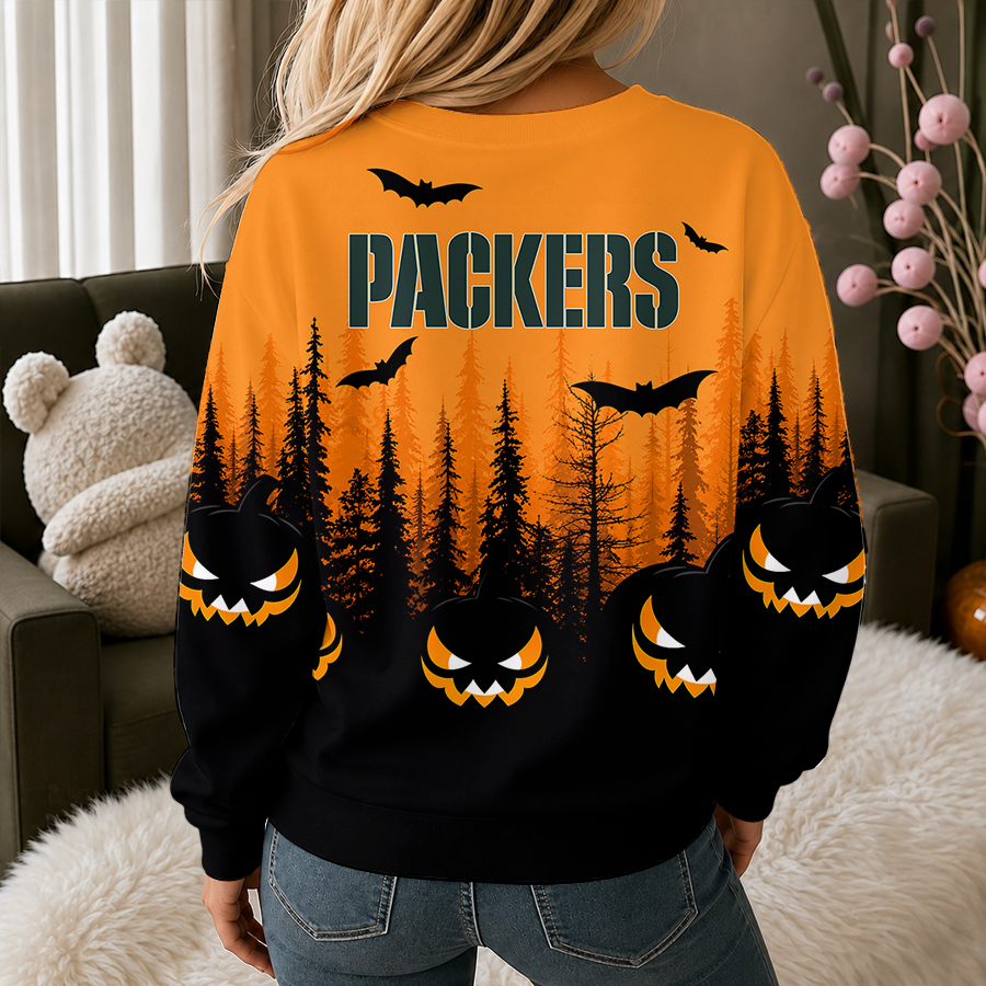 [SPECIAL OFFER] NEW CUSTOMIZED NFL08 GBP GREEN BAY PACKERS UNISEX HALLOWEEN SWEATSHIRT