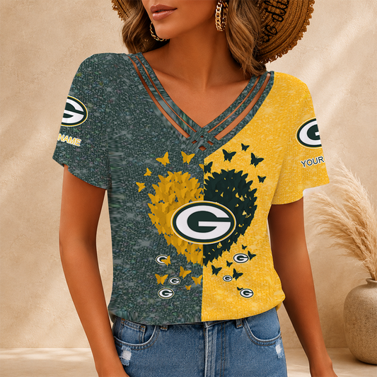 [SPECIAL OFFER] NEW CUSTOMIZED NFL08 GBP GREEN BAY PACKERS V-NECK SHIRT