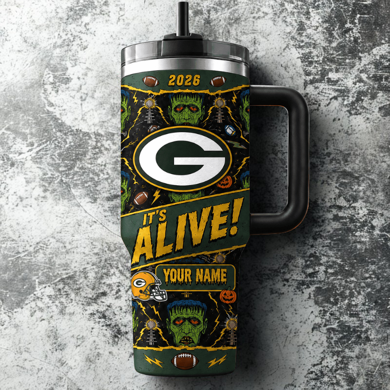 [SPECIAL OFFER] NEW CUSTOMIZED NFL08 GBP GREEN BAY PACKERS HALLOWEEN  40OZ TUMBLER