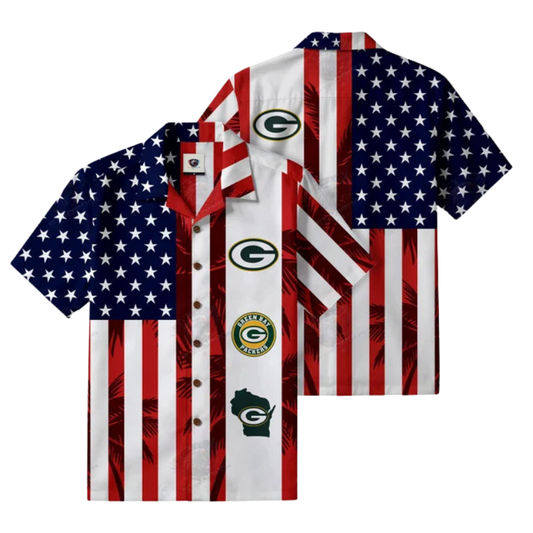 LIMITED EDITION - NEW CUSTOMIZED NFL08 GBP GREEN BAY PACKERS PATRIOTIC 250 USA HAWAIIAN SHIRT
