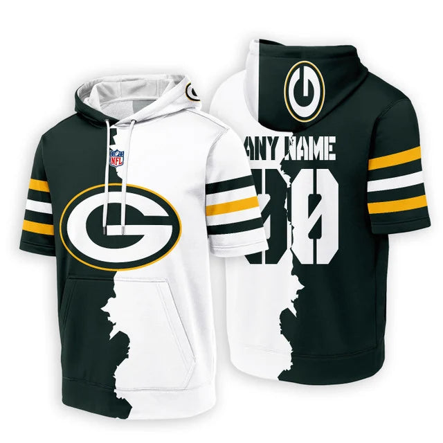 [SPECIAL OFFER] NEW CUSTOMIZED NFL08 GBP GREEN BAY PACKERS SHORT SLEEVE HOODIE T-SHIRT