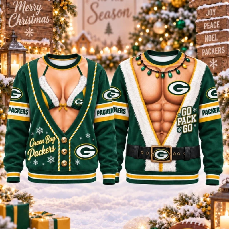 [SPECIAL OFFER] NEW CUSTOMIZED NFL08 GBP GREEN BAY PACKERS CHRISTMAS UNISEX SWEATSHIRT