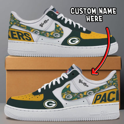 LIMITED EDITION - NEW CUSTOMIZED NFL08 GBP GREEN BAY PACKERS AF1 SNEAKERS