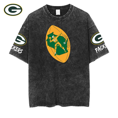 [SPECIAL OFFER] NEW CUSTOMIZED NFL08 GBP GREEN BAY PACKERS FUNNY MULTICOLOR WASHED TEE