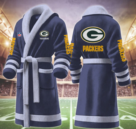 [SPECIAL OFFER] NEW CUSTOMIZED NFL08 GBP GREEN BAY PACKERS MULTICOLOR FLEECE BATHROBE