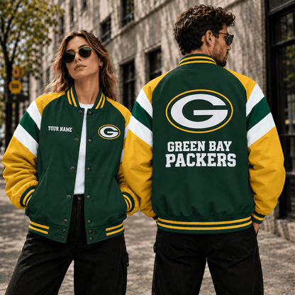 [SPECIAL OFFER] NEW CUSTOMIZED NFL08 GBP GREEN BAY PACKERS SATIN VARSITY & BASEBALL JACKET