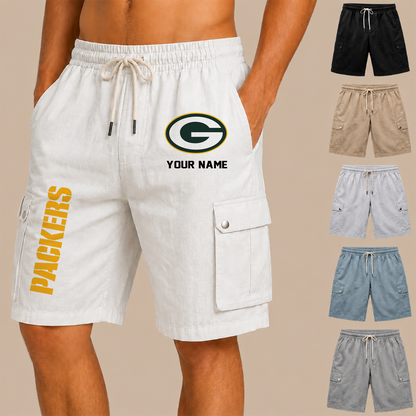 [SPECIAL OFFER] NEW CUSTOMIZED NFL08 GBP GREEN BAY PACKERS MEN'S DRAWSTRING CARGO SHORTS
