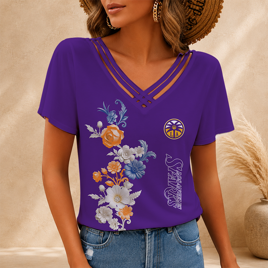 [FAN FAVORITE] NEW CUSTOMIZED WNBA08 LAS LOS ANGELES SPARKS V-NECK SHIRT
