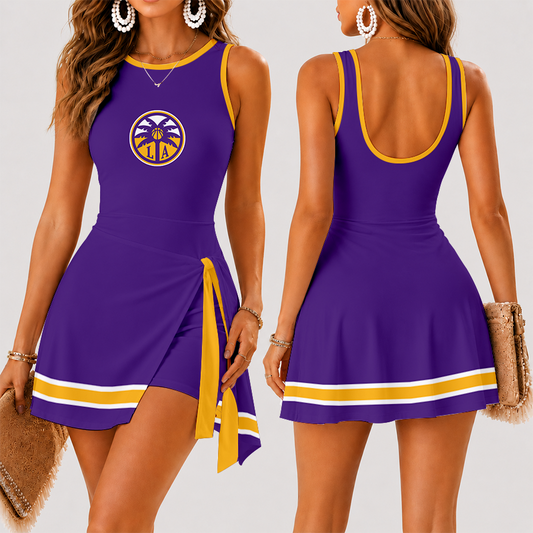 [FAN FAVORITE] NEW CUSTOMIZED WNBA08 LAS LOS ANGELES SPARKS WOMEN'S SUMMER SKORT DRESS