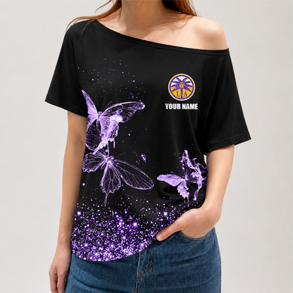 [FAN FAVORITE] NEW CUSTOMIZED WNBA08 LAS LOS ANGELES SPARKS OFF-SHOULDER SHIRT