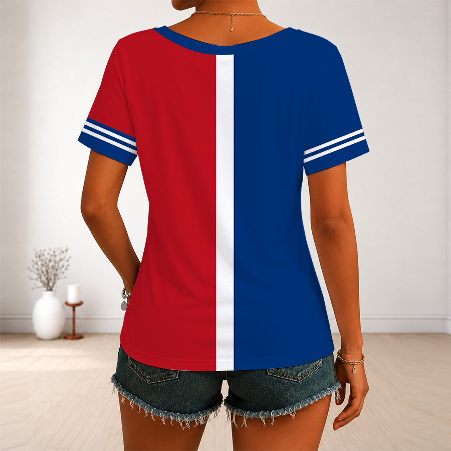 [FLASH SALE] NEW CUSTOMIZED MLB08 TRS TEXAS RANGERS V-NECK FEMALE SHIRT