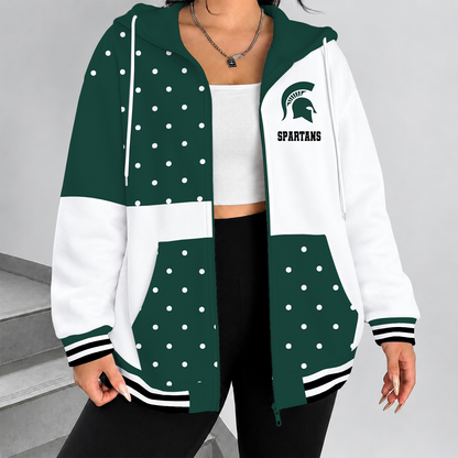 [FAN FAVORITE] NEW CUSTOMIZED NCAA MFF08 MSS MICHIGAN STATE SPARTANS STRAPPY ZIP HOODIE