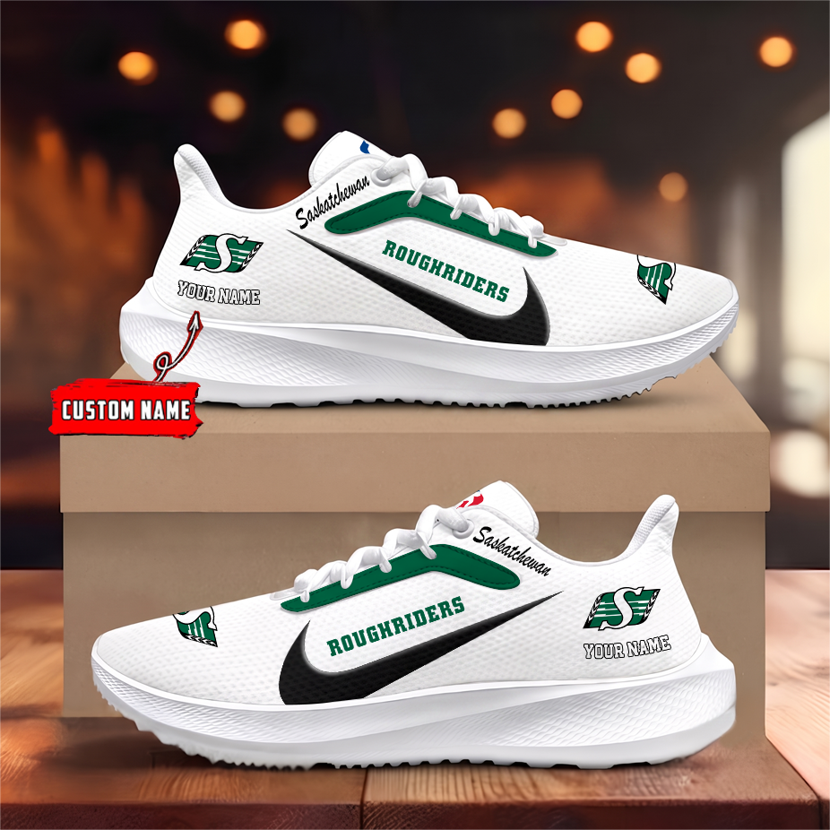 [FAN EXCLUSIVE] NEW CUSTOMIZED CFL08 SSK SASKATCHEWAN ROUGHRIDERS STRAPPY ROAD RUNNING SHOES