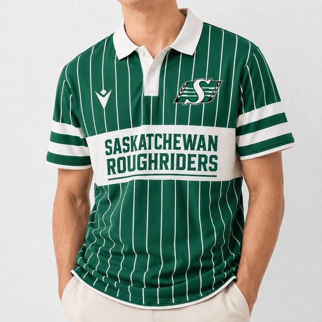 [FAN EXCLUSIVE] NEW CUSTOMIZED CFL08 SSK SASKATCHEWAN ROUGHRIDERS POLO SHIRT