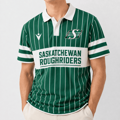 [FAN EXCLUSIVE] NEW CUSTOMIZED CFL08 SSK SASKATCHEWAN ROUGHRIDERS POLO SHIRT