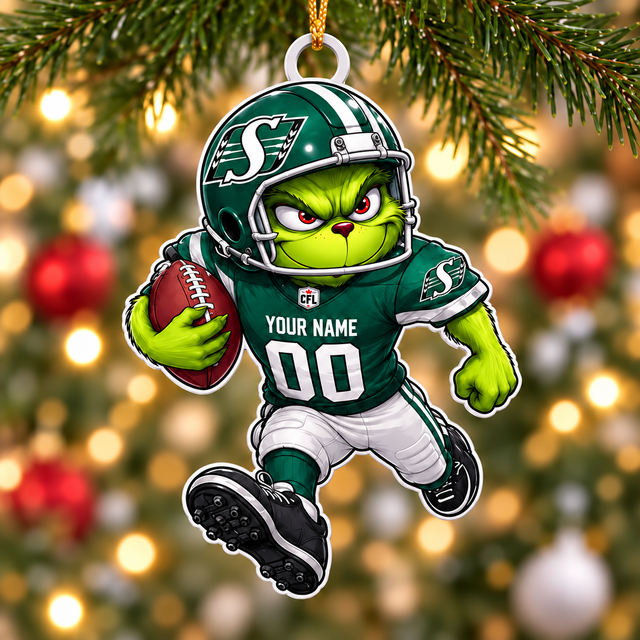 [FAN EXCLUSIVE] NEW CUSTOMIZED CFL08 SSK SASKATCHEWAN ROUGHRIDERS CHRISTMAS ACRYLIC ORNAMENT
