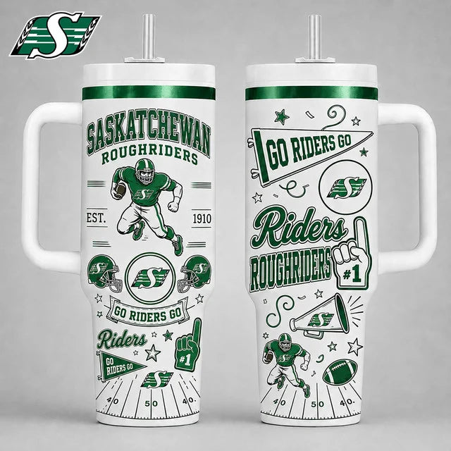 [FAN EXCLUSIVE] NEW CUSTOMIZED CFL08 SSK SASKATCHEWAN ROUGHRIDERS HALLOWEEN  40OZ TUMBLER