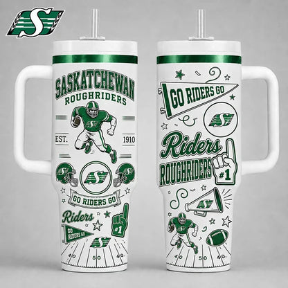 [FAN EXCLUSIVE] NEW CUSTOMIZED CFL08 SSK SASKATCHEWAN ROUGHRIDERS HALLOWEEN  40OZ TUMBLER