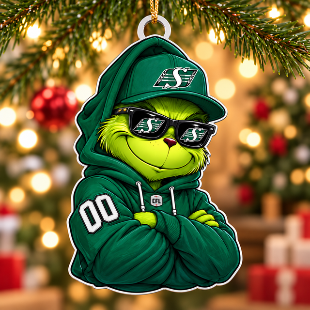 [FAN EXCLUSIVE] NEW CUSTOMIZED CFL08 SSK SASKATCHEWAN ROUGHRIDERS CHRISTMAS ACRYLIC ORNAMENT