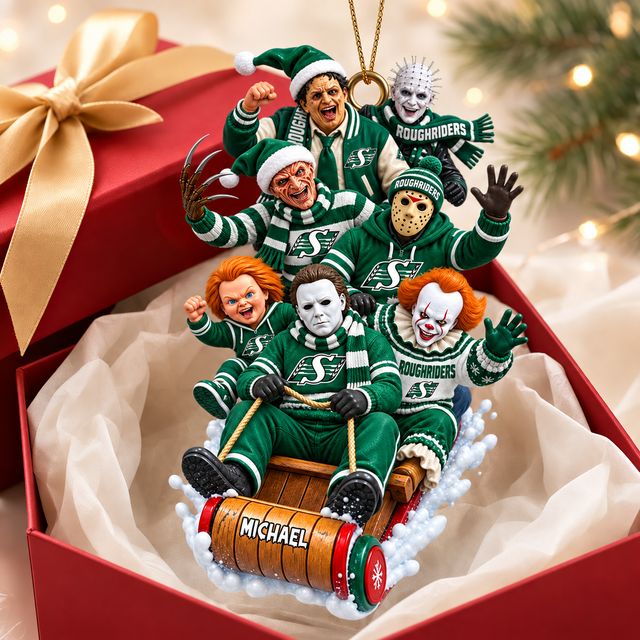 [FAN EXCLUSIVE] NEW CUSTOMIZED CFL08 SSK SASKATCHEWAN ROUGHRIDERS CHRISTMAS ACRYLIC ORNAMENT