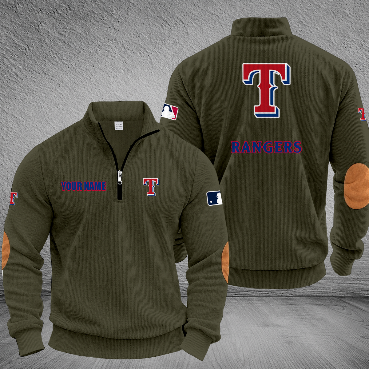 [FLASH SALE] NEW CUSTOMIZED MLB08 TRS TEXAS RANGERS MULTICOLOR STRIPED QUATER ZIP SWEATSHIRT