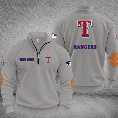[FLASH SALE] NEW CUSTOMIZED MLB08 TRS TEXAS RANGERS MULTICOLOR STRIPED QUATER ZIP SWEATSHIRT