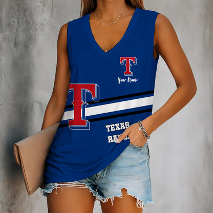 [FLASH SALE] NEW CUSTOMIZED MLB08 TRS TEXAS RANGERS WOMEN'S V-NECK TANK TOP
