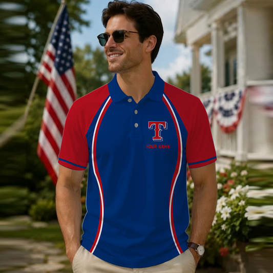 [FLASH SALE] NEW CUSTOMIZED MLB08 TRS TEXAS RANGERS POLO SHIRT