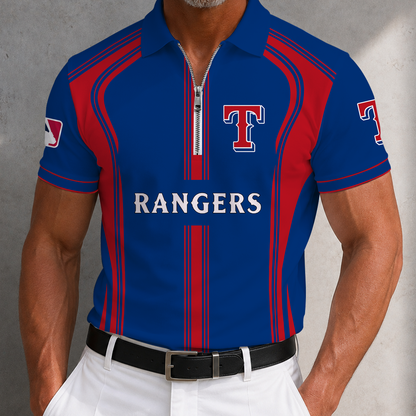[FLASH SALE] NEW CUSTOMIZED MLB08 TRS TEXAS RANGERS ZIP POLO SHIRT