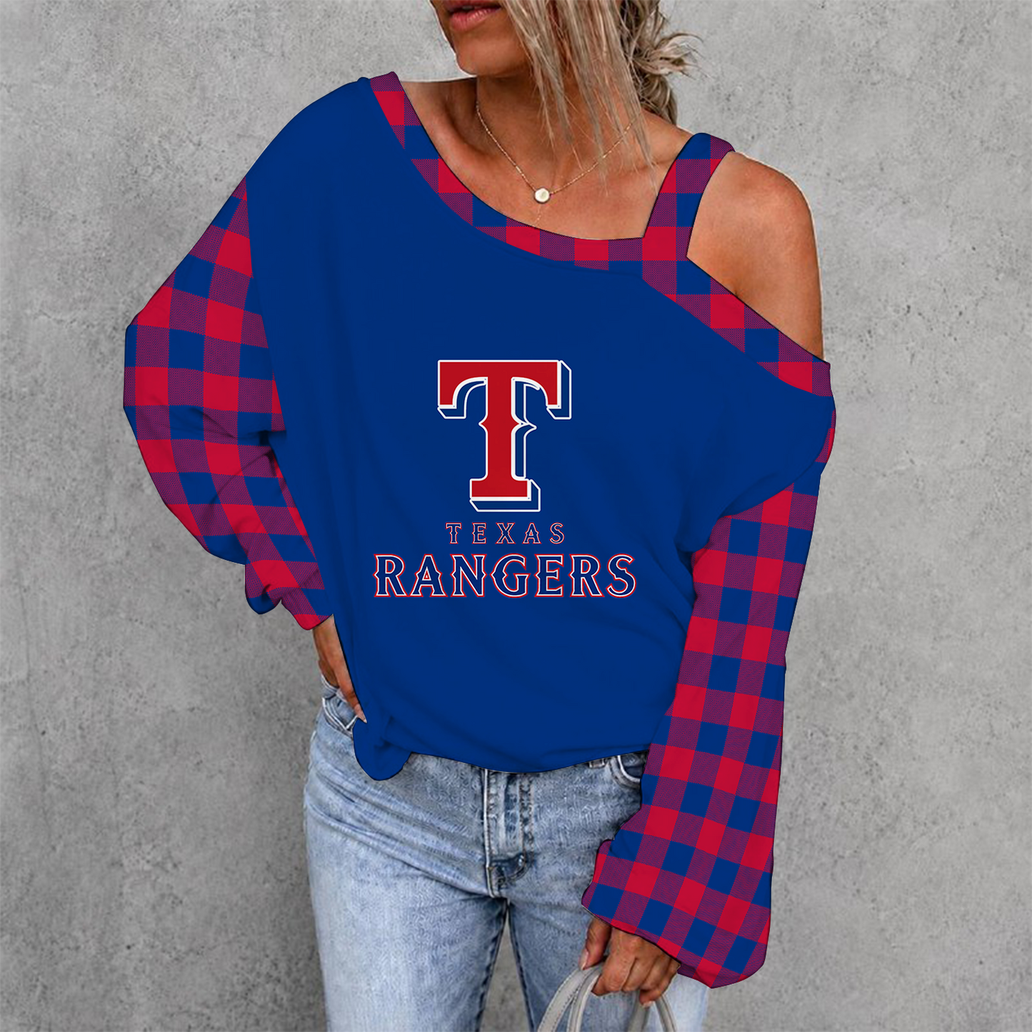 [FLASH SALE] NEW CUSTOMIZED MLB08 TRS TEXAS RANGERS DROP SHOULDER SWEATSHIRT