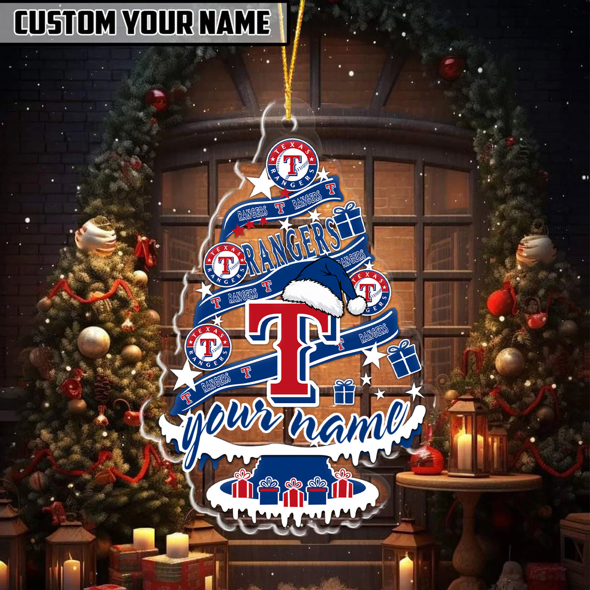 [FLASH SALE] NEW CUSTOMIZED MLB08 TRS TEXAS RANGERS CHRISTMAS ACRYLIC ORNAMENT