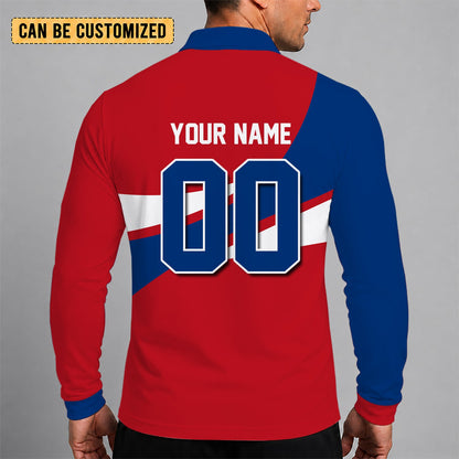 [FLASH SALE] NEW CUSTOMIZED MLB08 TRS TEXAS RANGERS MEN'S LONG SLEEVE POLO