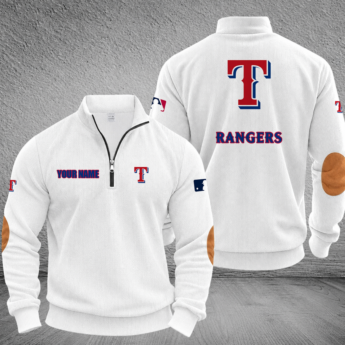 [FLASH SALE] NEW CUSTOMIZED MLB08 TRS TEXAS RANGERS MULTICOLOR STRIPED QUATER ZIP SWEATSHIRT