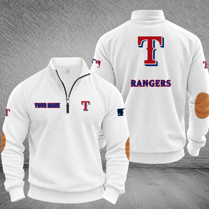 [FLASH SALE] NEW CUSTOMIZED MLB08 TRS TEXAS RANGERS MULTICOLOR STRIPED QUATER ZIP SWEATSHIRT