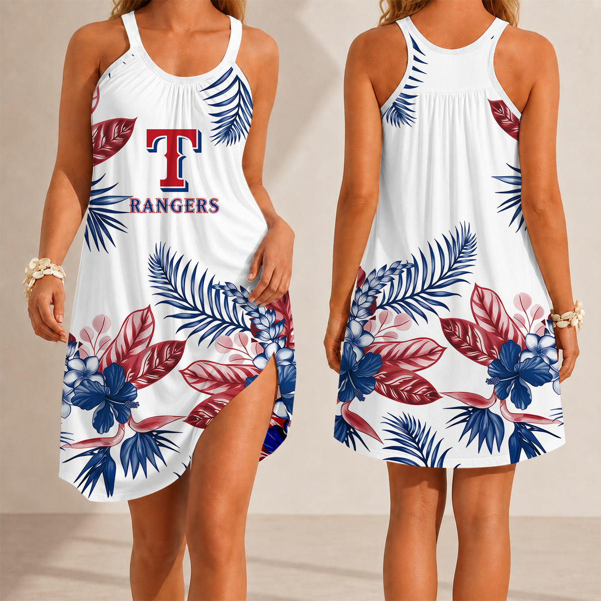 [FLASH SALE] NEW CUSTOMIZED MLB08 TRS TEXAS RANGERS CAMISOLE DRESS