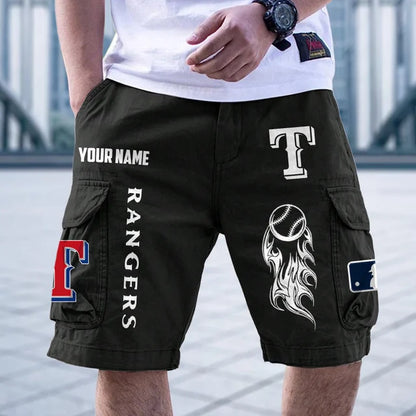 [FLASH SALE] NEW CUSTOMIZED MLB08 TRS TEXAS RANGERS MEN'S CARGO SHORTS