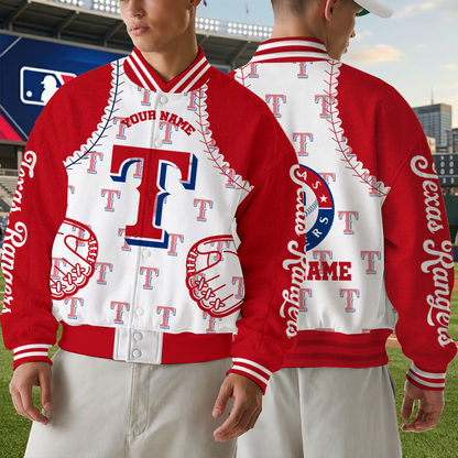 [FLASH SALE] NEW CUSTOMIZED MLB08 TRS TEXAS RANGERS SATIN VARSITY & BASEBALL JACKET