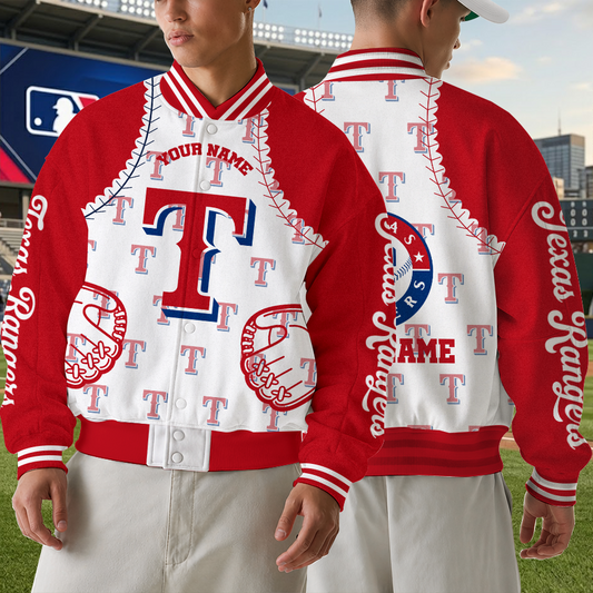 [FLASH SALE] NEW CUSTOMIZED MLB08 TRS TEXAS RANGERS SATIN VARSITY & BASEBALL JACKET