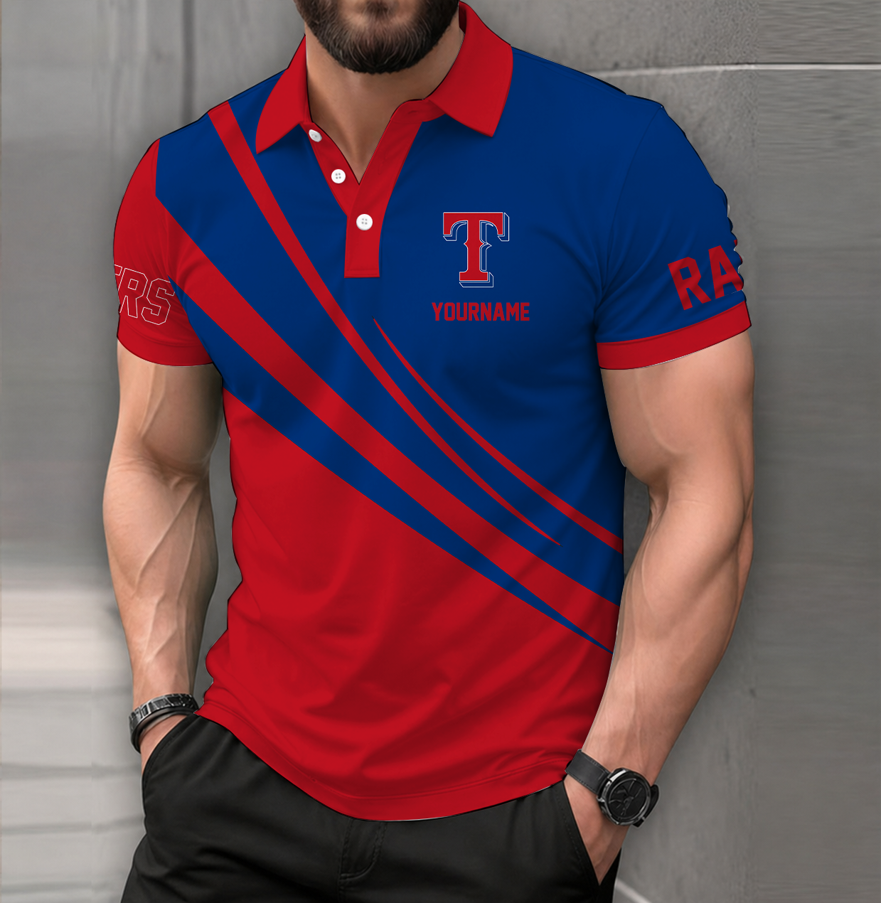 [FLASH SALE] NEW CUSTOMIZED MLB08 TRS TEXAS RANGERS POLO SHIRT