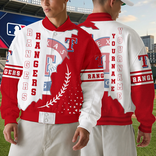 [FLASH SALE] NEW CUSTOMIZED MLB08 TRS TEXAS RANGERS SATIN VARSITY & BASEBALL JACKET